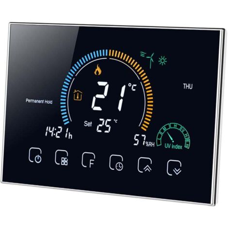 Termostato Ulisem WiFi per caldaia a gas, controllo vocale tramite app/LCD retroilluminato, termostato programmabile compatibile con Alexa e Google Home (nero)
