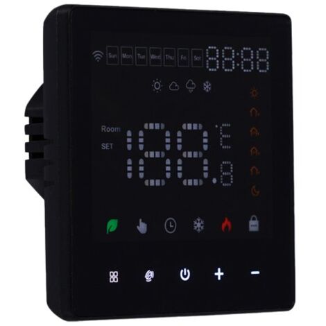 Termostato WIFI Touch Protocollo WIFI 2.4G TUYA, Smart Life Quadrata Compatibile Con Scatola 502 Riscaldamento Caldaia a Gas Riscaldamento Pavimento Con Acqua Nero 3A 100-250V IP20