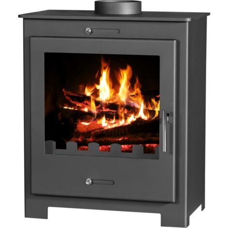 Termostufa a Legna V05 Nero Lux B – 11 kW con Rivestimento Acqua e Design Elegante