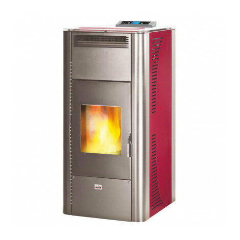 Termostufa a Pellet con struttura in acciaio 21,96 kW riscaldamento Queen Idro 24 Bordeaux