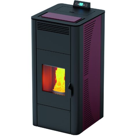 TERMOSTUFA A PELLET IDRO 20 - KW 18,2 Col. Bordeaux con telecomando
