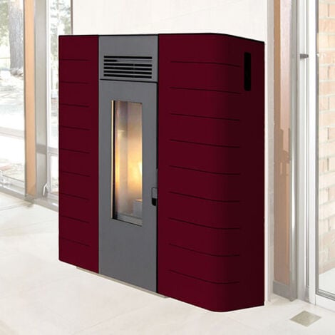 TERMOSTUFA STUFA A PELLET AD ARIA 16,1 KW 320 MC KING IDRO SLIM 16 BORDEAUX