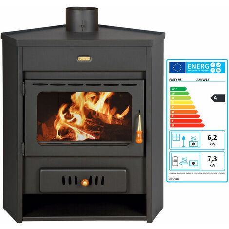 Termostufe Stufa A Legna Boiler Log Burner Acqua Calda Prity AM W12 12kw. EEK-A