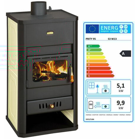 Termostufe Stufa a Legna Boiler Log Burner Acqua Calda Prity S3W13 9,9+5,1 kw A