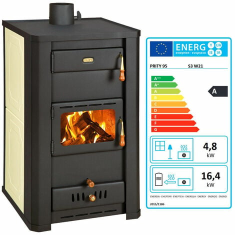 Termostufe Stufa A Legna Boiler Log Burner Acqua Calda Prity S3W21 16.4+4.8kw - black