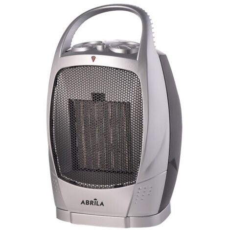 Termoventilador Cerámico 1500W Negro Plata Oscilante 2 Potencias 3 Funciones Termostato Regulable Antivuelco 29x18,5x15cm