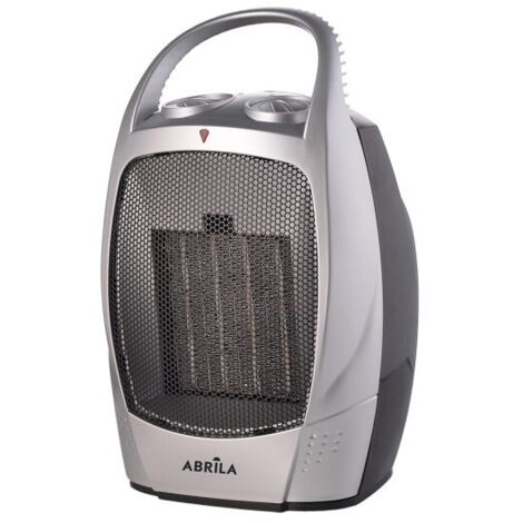 Termoventilador Cerámico 1500W Negro Plata Termostato Regulable 2 Potencias Ventilador/Calor Antivuelco Asa 28x18,5x15cm