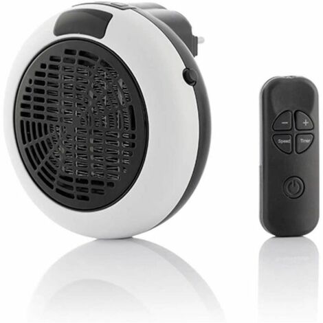 Termoventilatore elettrico da parete KZQ - Termoventilatore da parete con termostato e timer - Termoventilatore con spina e telecomando, soggiorno, camera da letto, ufficio - Ceramica - 600 W - Bianco