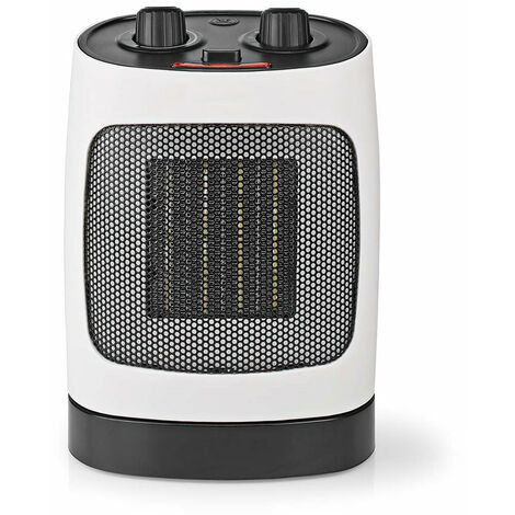 Termoventilatore in ceramica 2 livelli di riscaldamento, protezione surriscaldamento, resistenza elettrica, oscillante, plastica bianca, cavo 150 cm, LxAxP 20x29x14,5 cm, Nedis HTFA19WT