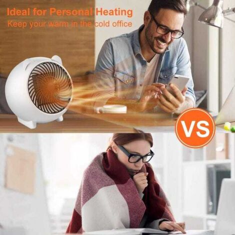 Termoventilatore, riscaldatore portatile da 500 W, riscaldamento rapido, protezione da surriscaldamento e inclinazione, sicuro e portatile