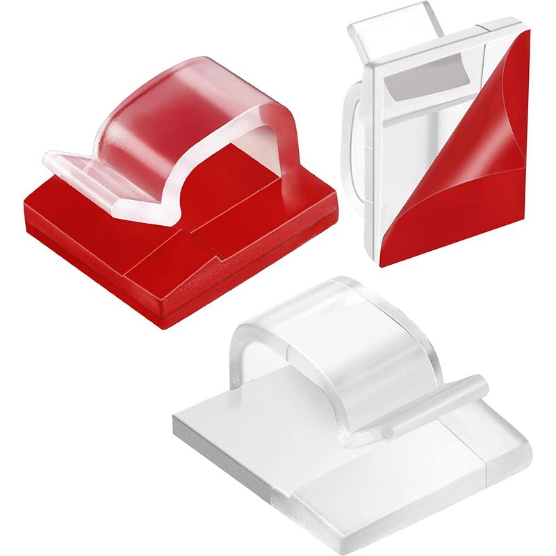 Ternel 100 Pièces Mini Clips de Câble Extérieurs,Câble Auto-Adhésifs Clips de Lumière de Décoration Clip de Porte-Câble(S, Transparent)
