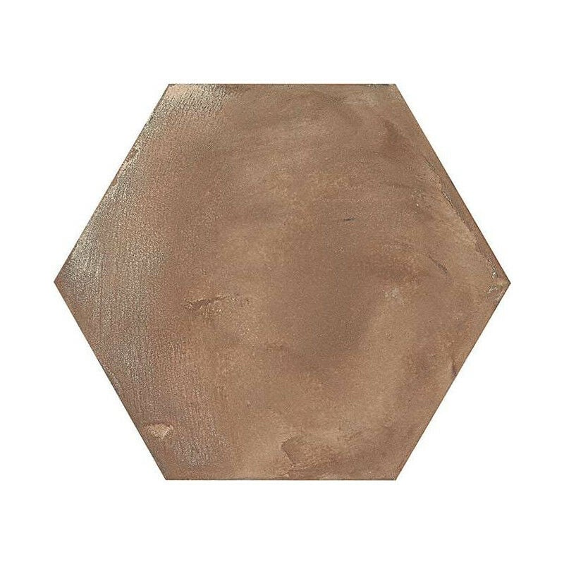 Carrelage sol / mur hexagonal effet ciment vieilli marron 25x21,6 cm terra rosso hexagonal (vendu par boite de 1,17m2)