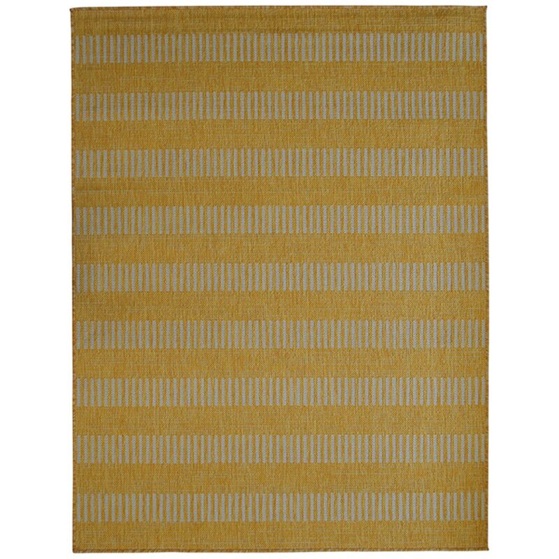 TERRAIN LIGNES - Tapis intérieur-extérieur aspect jute motif lignes jaune 133x170 - Jaune
