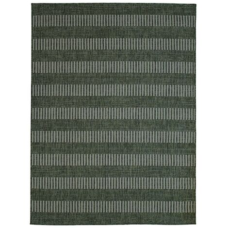 TERRAIN LIGNES - Tapis intérieur-extérieur aspect jute motif lignes vert 133x170