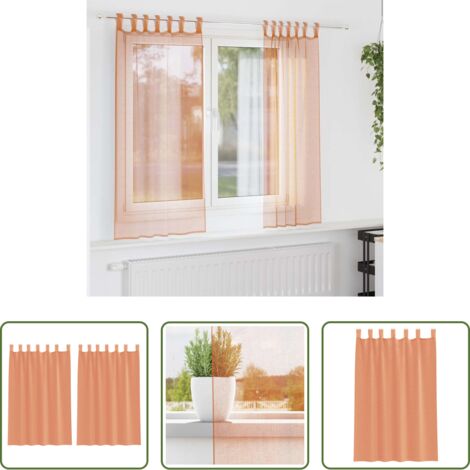 Terrakotta Vorhänge -  Voile Vorhänge mit Schlaufen 2 Stk. Terrakottarot 140x175 cm