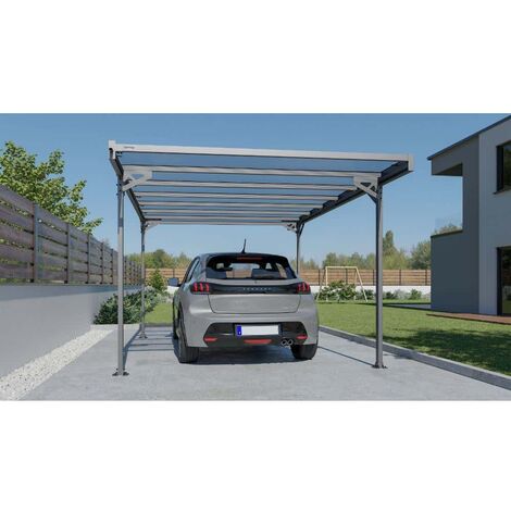 Terrando Carport Mistral Carport aus Metall in Grau, Unterstand, Überdachung