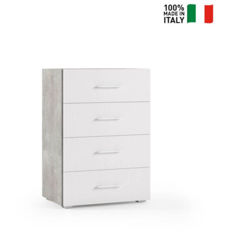 Terraneo Cassettiera 4 Cassetti Color Cemento con Vassoio 60x41x87
