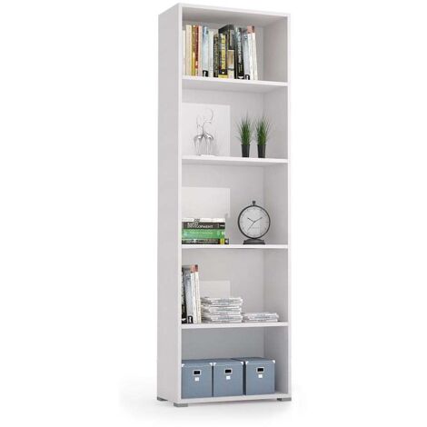 Terraneo Libreria 5 Ripiani Regolabili Bianca 60x30x195 cm