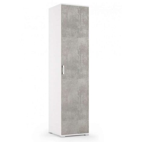 Terraneo Mobile Armadietto Bianco Cemento 45x45x195 - 4 Ripiani Regolabili - Design Moderno
