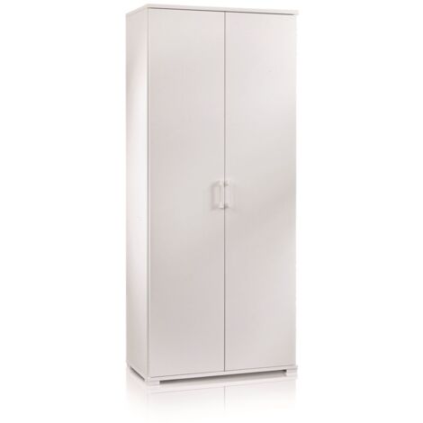 Terraneo Mobile Armadio Doppia Anta 4 Ripiani Regolabili Bianco - Design Moderno - 90x45x195 cm