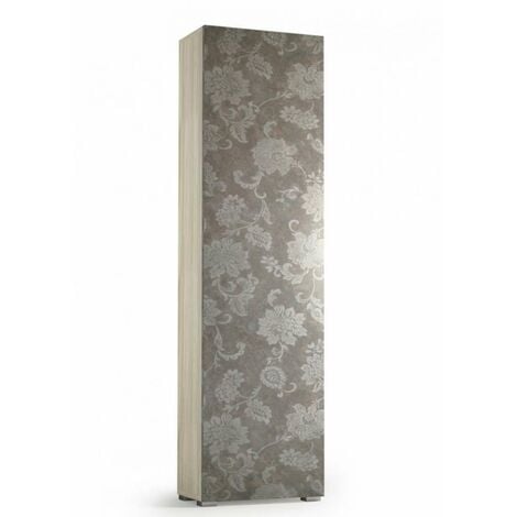 Terraneo Mobile Multiuso Olmo con Anta Fantasia Fiori - 7 Ripiani - 50x30x182 cm