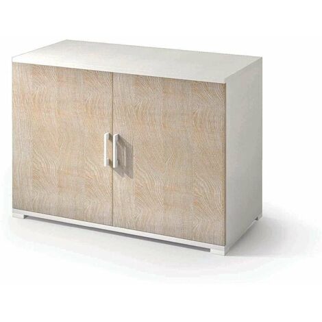 Terraneo Mobiletto Doppia Anta Bianco Rovere 90x45x66 cm - Mobili