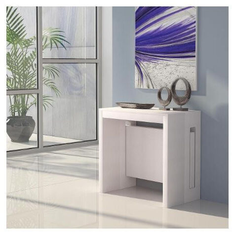 Terraneo Tavolo Extend Riducibile In Consolle Cm 186/80x80/45 X 76 Cm In Mdf Bianco - El540b