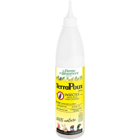 TerraPoux Boite souffleuse 225 gr Terre de diatomée insecticide 100 % naturel