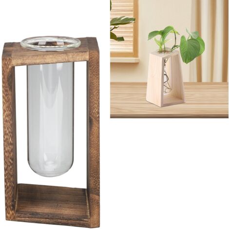 Terrarium D'Appartement Kit Hydroponique Tube Verre Bois Pine Pine & Glass 18cm 1 Cadre 1 Tube Teste