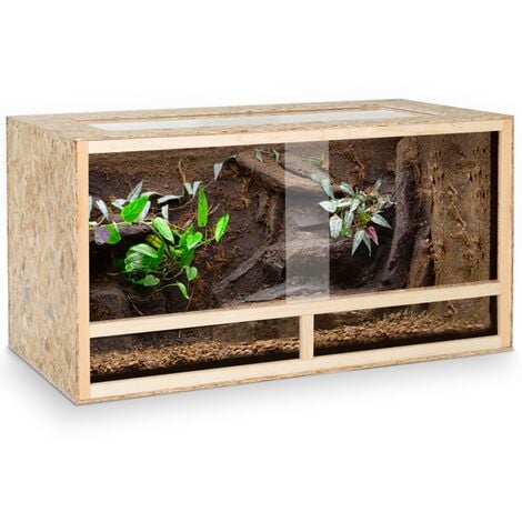 Terrarium en bois OSB pour reptiles et batraciens aérations latérales 115 cm