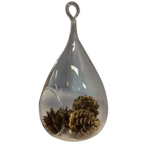Terrarium plantes 21 cm à suspendre goutte en verre fumé - GLASSBOX