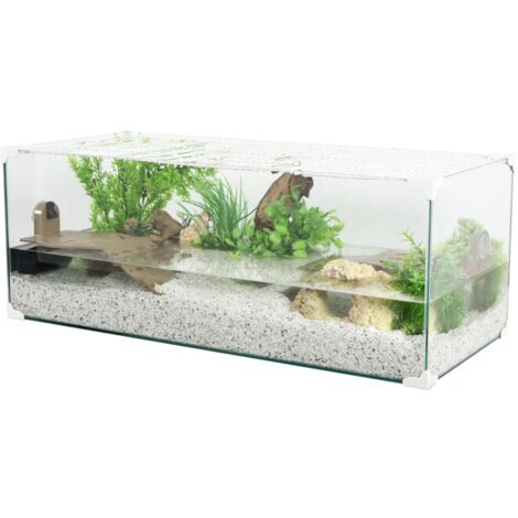 PawHut Aquarium en verre avec filtre couvercle et lumière LED pour