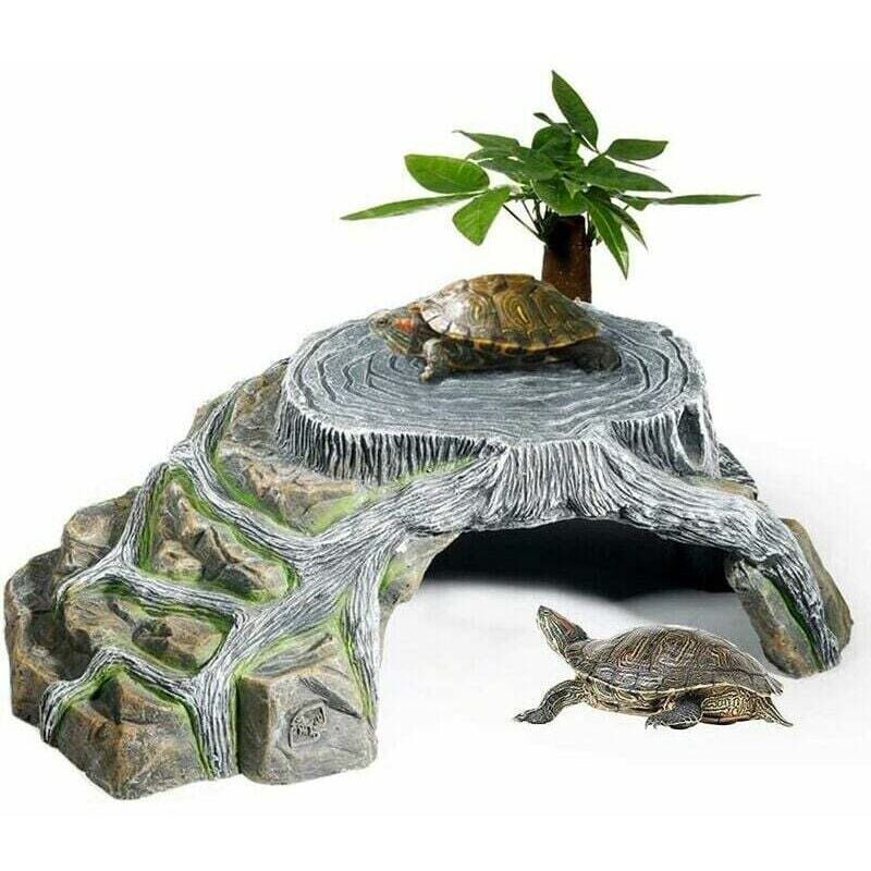 Terrarium pour tortues, grotte terrestre, rampe d'accès pour reptiles, décoration du sanctuaire, humidification, roche de la grotte