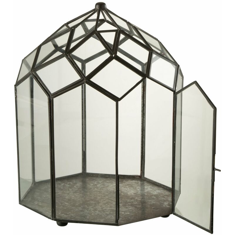 Terrarium verre/metal noir medium H. 39cm - Noir