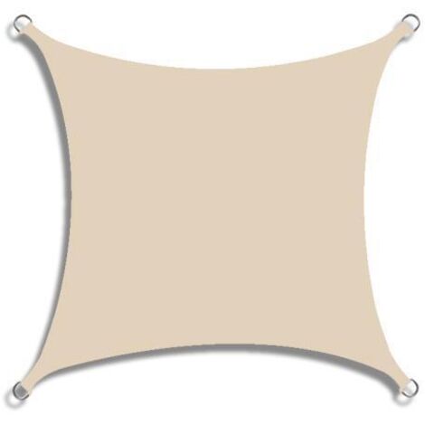Terrasse 2x2M Voile d'ombrage anti-UV Protection des rayons UV Tissu imperméable Résidérant Aux Intempéries Pour Terrasses Piscines, Creamy-Blanc