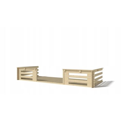 Terrasse en bois avec balustrade pour abri en bois - 10m2 - 5m x 2m - couleur: naturel