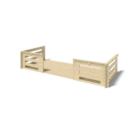 Terrasse en bois avec balustrade pour abri en bois - 10m2 - 5m x 2m - couleur: naturel