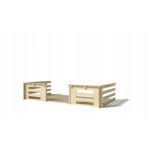 Terrasse en bois avec balustrade pour abri en bois - 8m2 - 4m x 2m - couleur: naturel