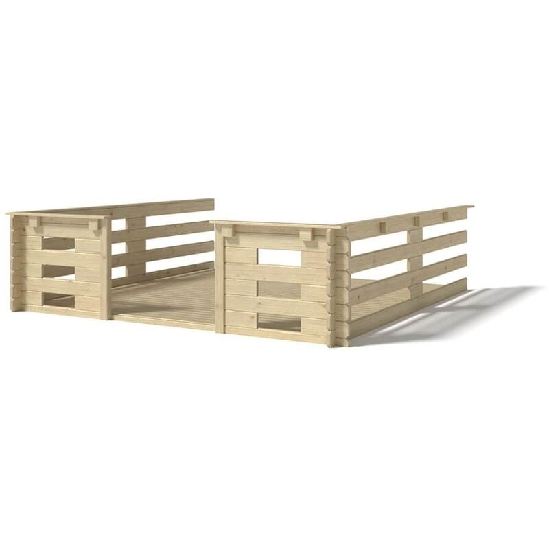 Altanka - Terrasse en bois avec balustrade pour abri en bois - 9m2 - 3m x 3m - couleur: naturel