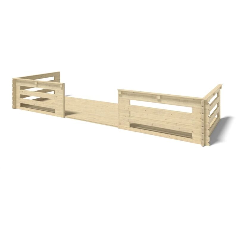 Altanka - Terrasse en bois avec balustrade pour abri en bois - 12m2 - 6m x 2m - couleur: naturel