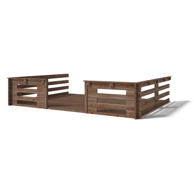 Altanka - Terrasse en bois avec balustrade pour abri en bois - 12m2 - 4m x 3m - imprégnée - couleur: marron