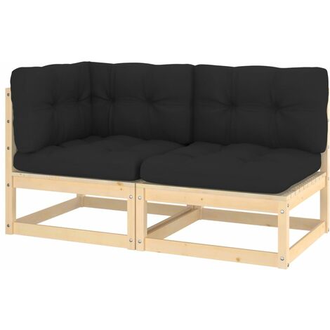 Terrasse Scandinave - Salon de jardin 2 pcs avec coussins Bois de pin massif,70 x 70 x 67 cm BELLE 6047