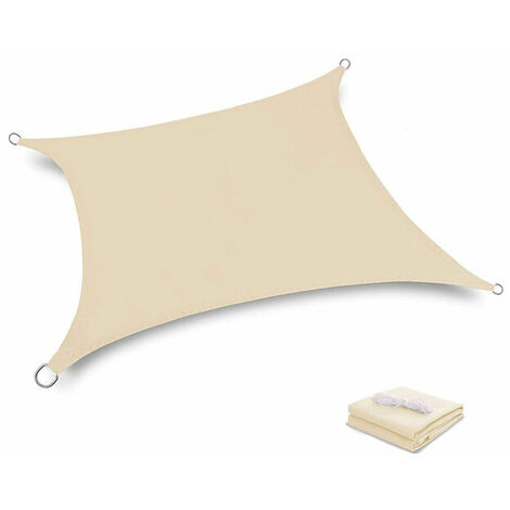Terrasse Terrasse 2x2M Voile d'ombrage anti-UV Protection des rayons UV Tissu imperméable Résidérant Aux Intempéries Pour Terrasses Piscines, Creamy-Blanc