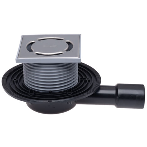 Terrassen-/Balkon-Gully DN40/50 waagerecht, 123x123mm/115x115mm, Schmutzfangkorb