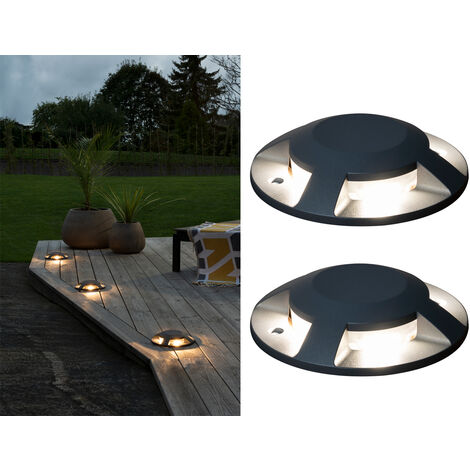 Terrassen- Bodenaufbaustrahler mit 4 LEDs ALU anthrazit Ø20cm, IP65