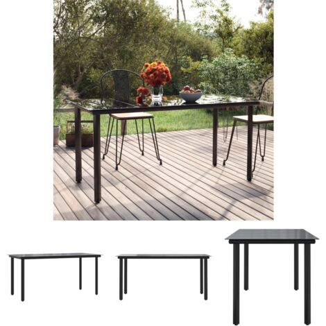 Terrassen Esstisch - vidaXL Garten-Esstisch Schwarz 160x80x74 cm Stahl und Hartglas - Stahl Esstisch