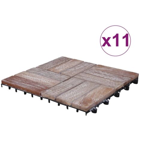 Terrassenfliesen 11 Stk. 30x30 cm Recyceltes Massivholz