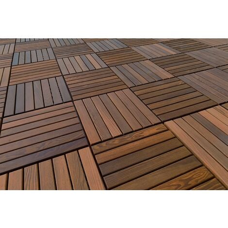 Terrassenfliesen 33x33cm Klickfliesen Thermoesche Holzfliesen Balkonfliesen:1 Stück - Muster ca. 0.11 qm