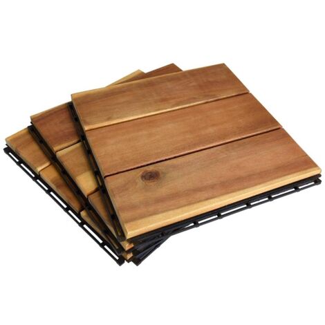 ESTEXO Terrassenfliesen Holzfliesen Stecksystem 30x30 cm Balkonfliesen Holzboden Mosaik