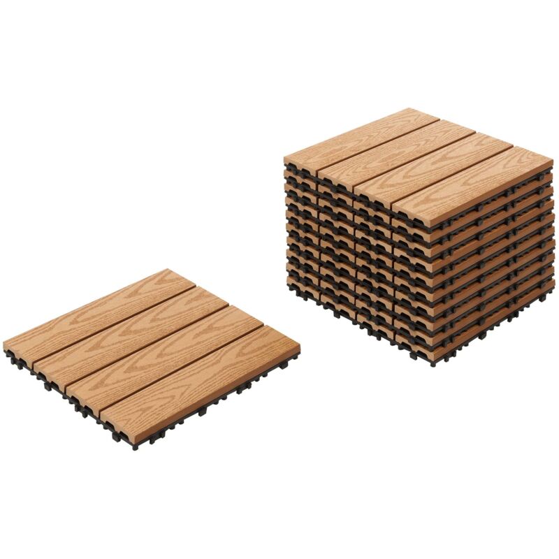 Beliani Terrassenfliesen Atessa Holz- Plastik- Verbundstoffe (wpc) Hellbraun